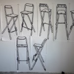 Drawings of a tall folding stool